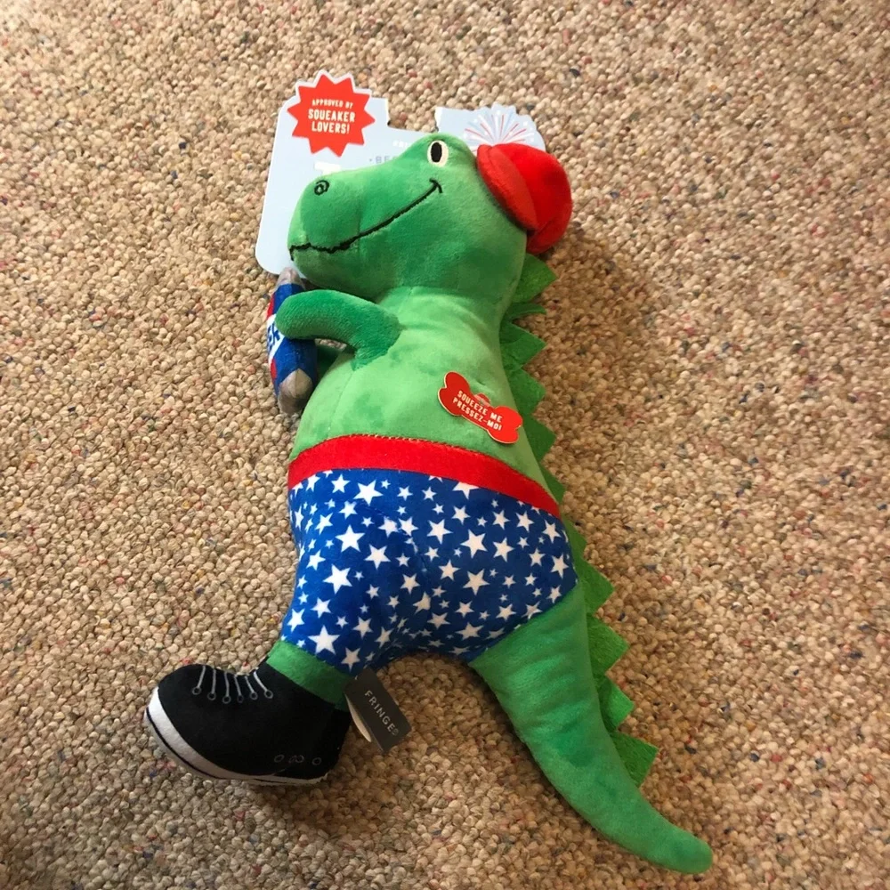 🆕 Fringe Studio Mr. 4th of July T Rex Dog Toy